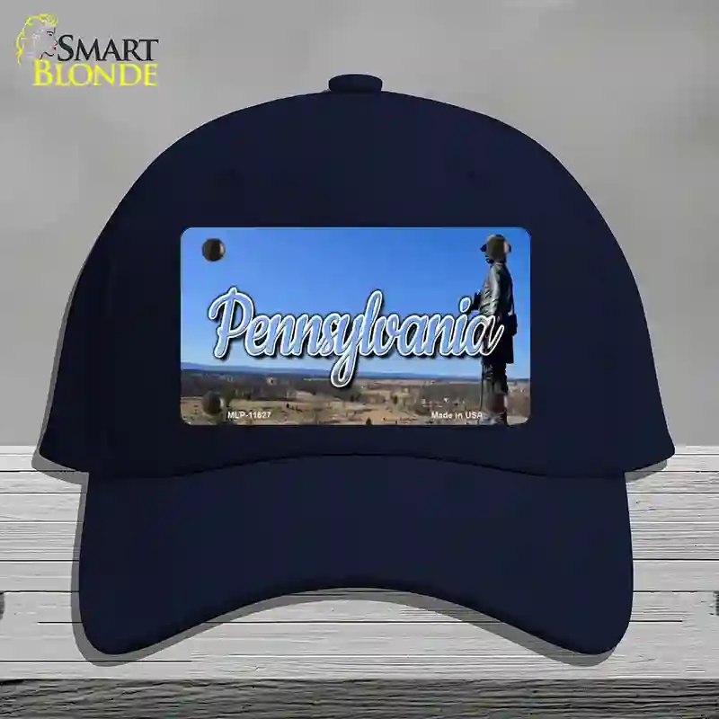 HAT20-MLP-11627 Pennsylvania Gettysburg Statue State Novelty License Plate Hat, Cotton - Navy