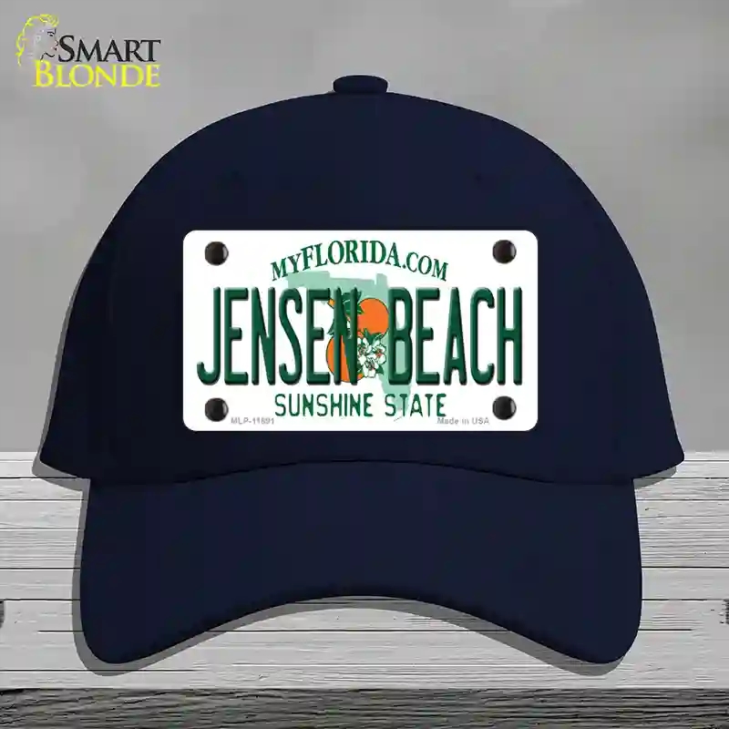 HAT20-MLP-11691 Jensen Beach Florida Novelty License Plate Hat, Cotton - Navy