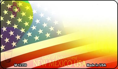 New Mexico with American Flag Novelty Metal Magnet M-12359