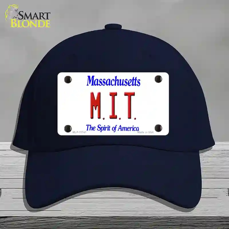 HAT20-MLP-11741 MIT Massachusetts State Novelty License Plate Hat, Cotton - Navy