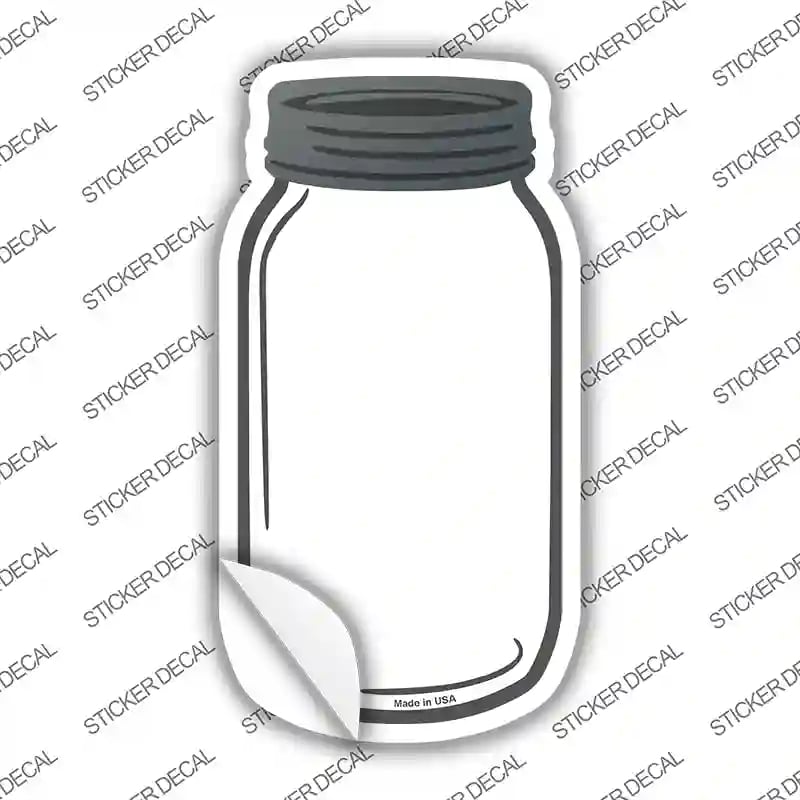MJ-001s-L White Novelty Mason Jar Sticker Decal, Large