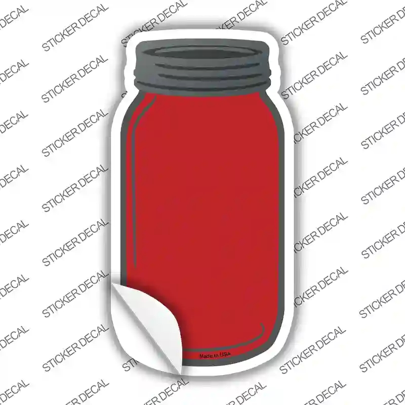 MJ-008s-S Red Novelty Mason Jar Sticker Decal, Small