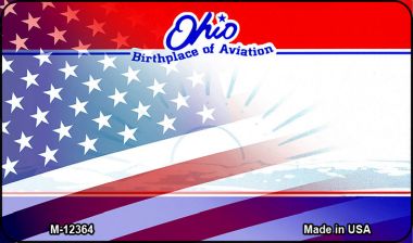 Ohio with American Flag Novelty Metal Magnet M-12364