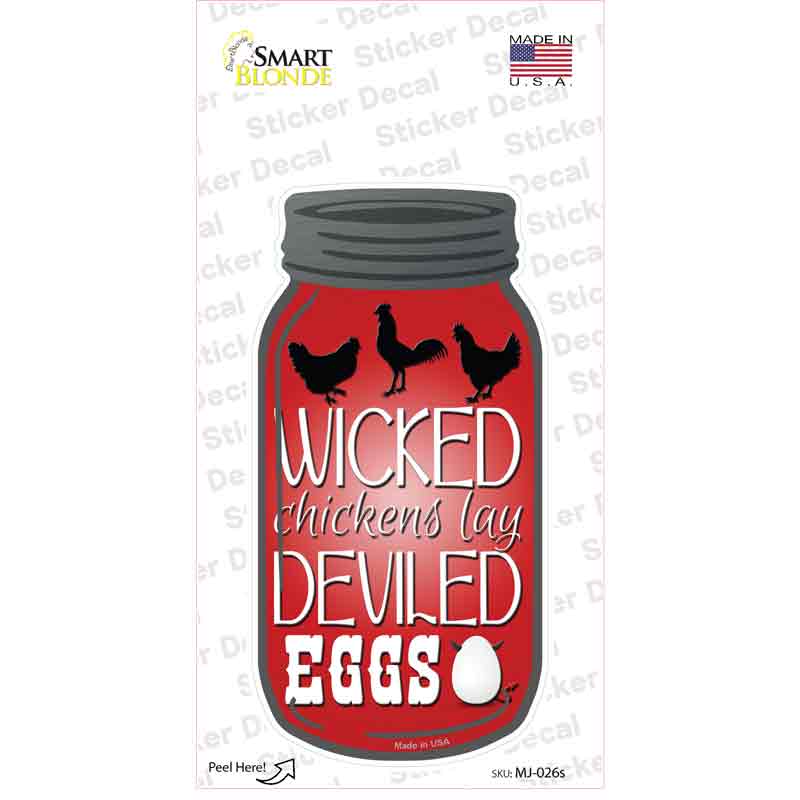 MJ-026s-M Wicked Chicken Deviled Eggs Novelty Mason Jar Sticker Decal, Medium