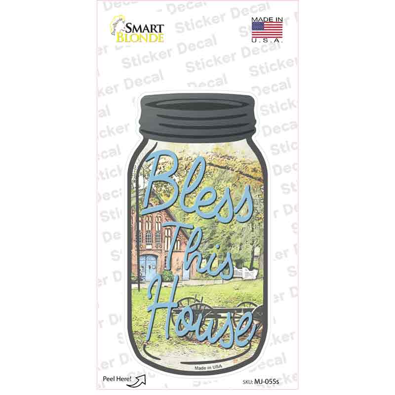 MJ-055s-M Bless This House Novelty Mason Jar Sticker Decal, Medium