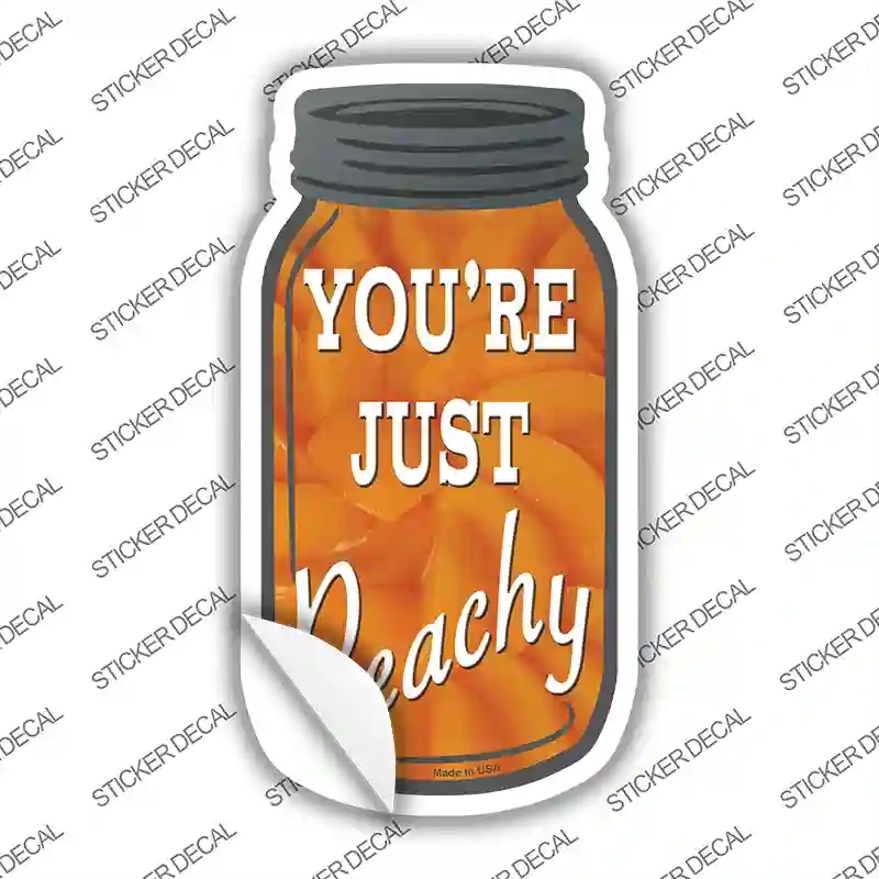 MJ-059s-S Just Peachy Novelty Mason Jar Sticker Decal, Small