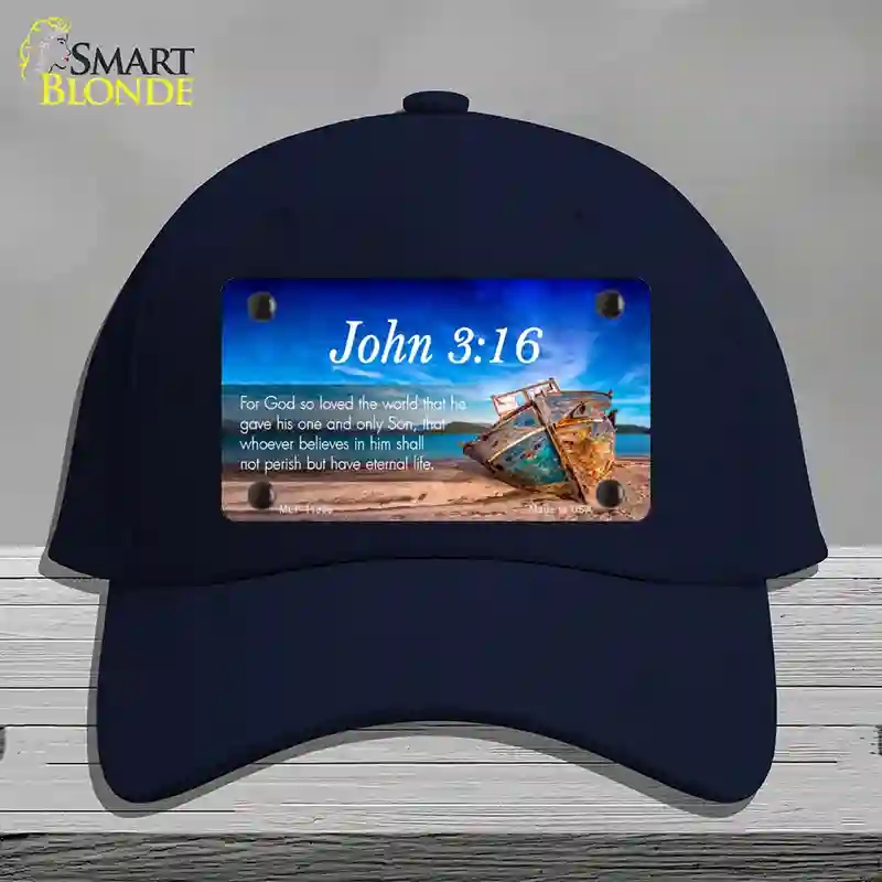 HAT20-MLP-11868 John 3 16 Beach Novelty License Plate Hat, Cotton - Navy