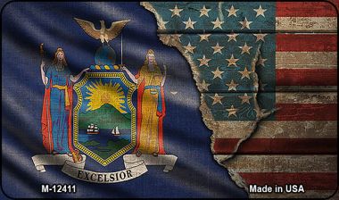 New York/American Flag Novelty Metal Magnet M-12411