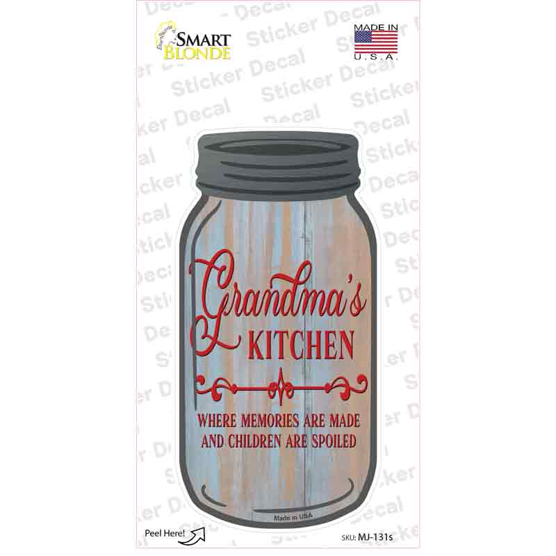MJ-131s-M Grandmas Kitchen Spoil Novelty Mason Jar Sticker Decal, Medium
