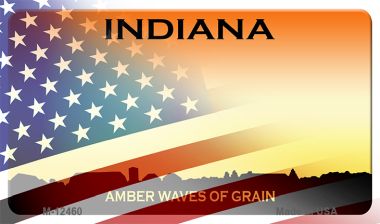 Indiana with American Flag Novelty Metal Magnet M-12460