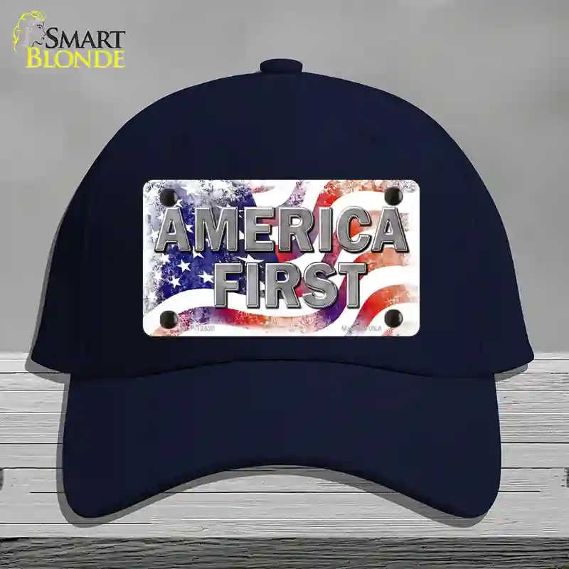HAT20-MLP-12520 America First Novelty License Plate Hat, Cotton - Navy