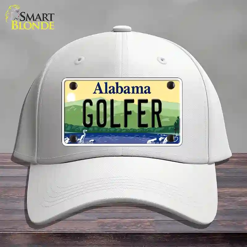 HAT21-MLP-10008 Golfer Alabama Novelty License Plate Hat, Cotton - White