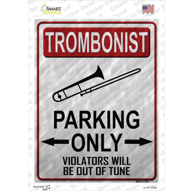 P-1222s-M Trombonist Parking Novelty Rectangle Sticker Decal, Medium
