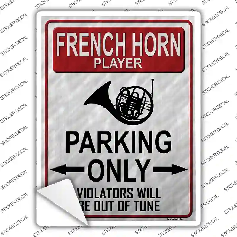 P-1226s-L French Horn Player Parking Novelty Rectangle Sticker Decal, Large