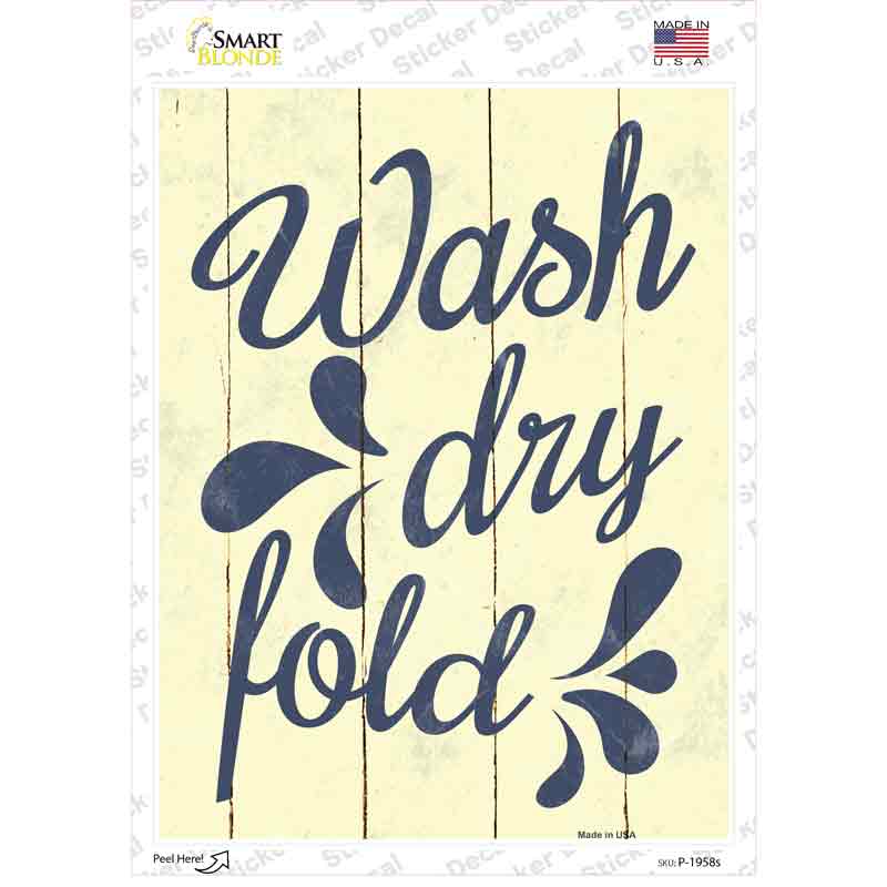 P-1958s-M Wash Dry Fold Novelty Rectangular Sticker Decal, Medium