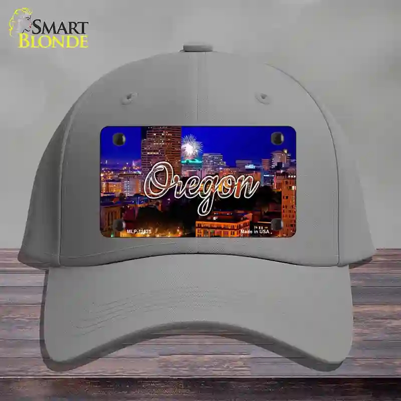 HAT23-MLP-11625 Oregon Firework City Lights State Novelty License Plate Hat, Cotton - Gray