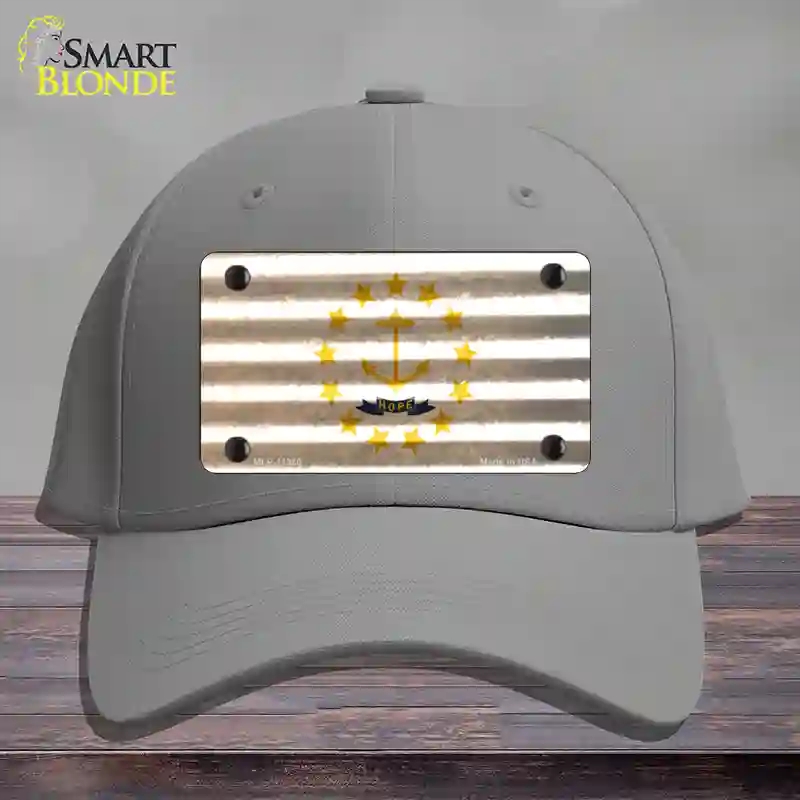 HAT23-MLP-11980 Rhode Island Corrugated Flag Novelty License Plate Hat, Cotton - Gray