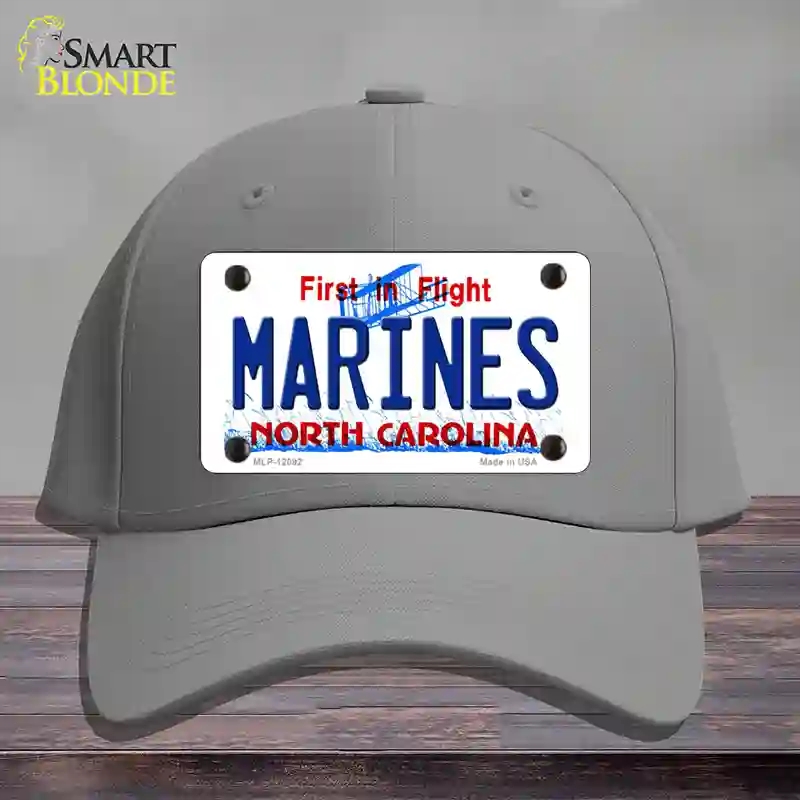 HAT23-MLP-12092 Marines North Carolina State Novelty License Plate Hat, Cotton - Gray