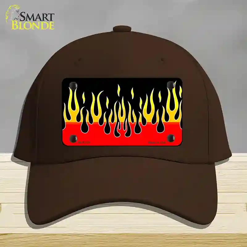 HAT24-MLP-021 Flames Novelty License Plate Hat, Cotton - Dark Brown