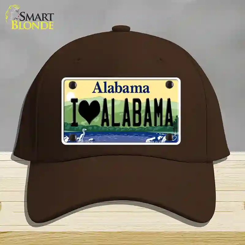 HAT24-MLP-10013 I Love Alabama Novelty License Plate Hat, Cotton - Dark Brown