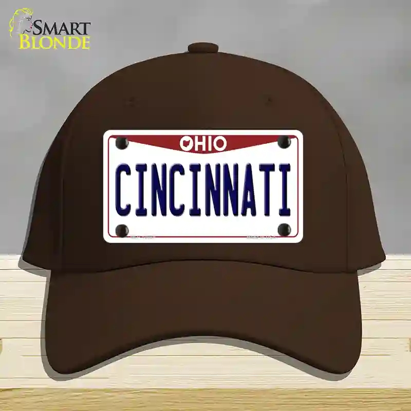 HAT24-MLP-10068 Cincinnati Ohio Novelty License Plate Hat, Cotton - Dark Brown
