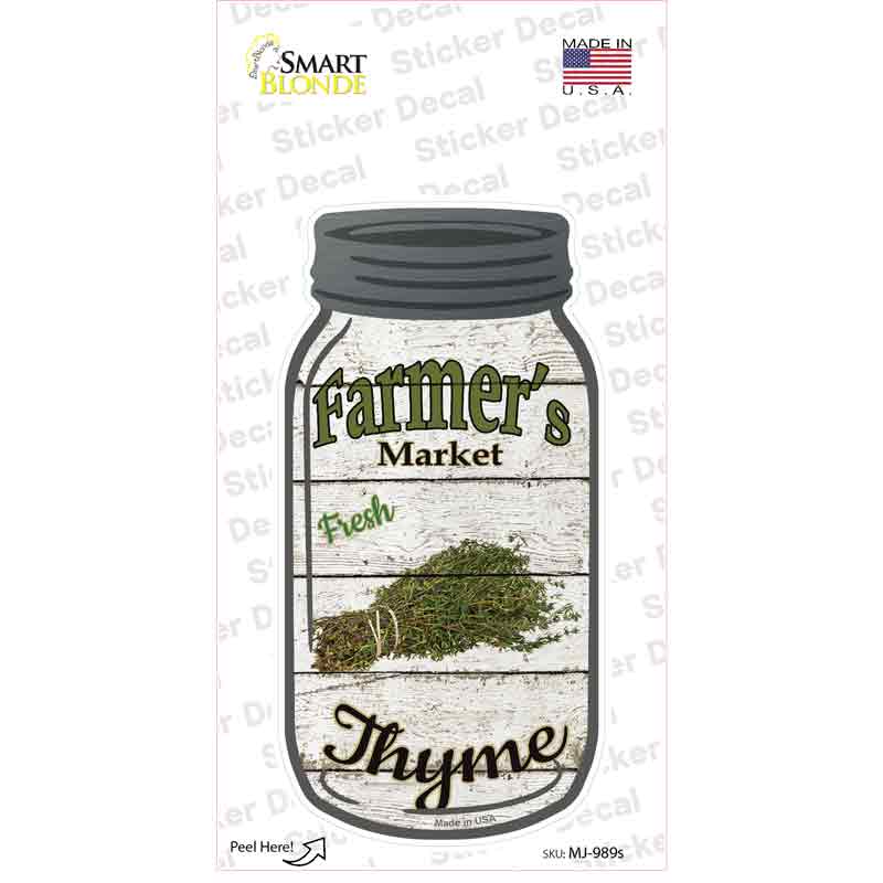 MJ-989s-M Thyme Farmers Market Novelty Mason Jar Sticker Decal, Medium