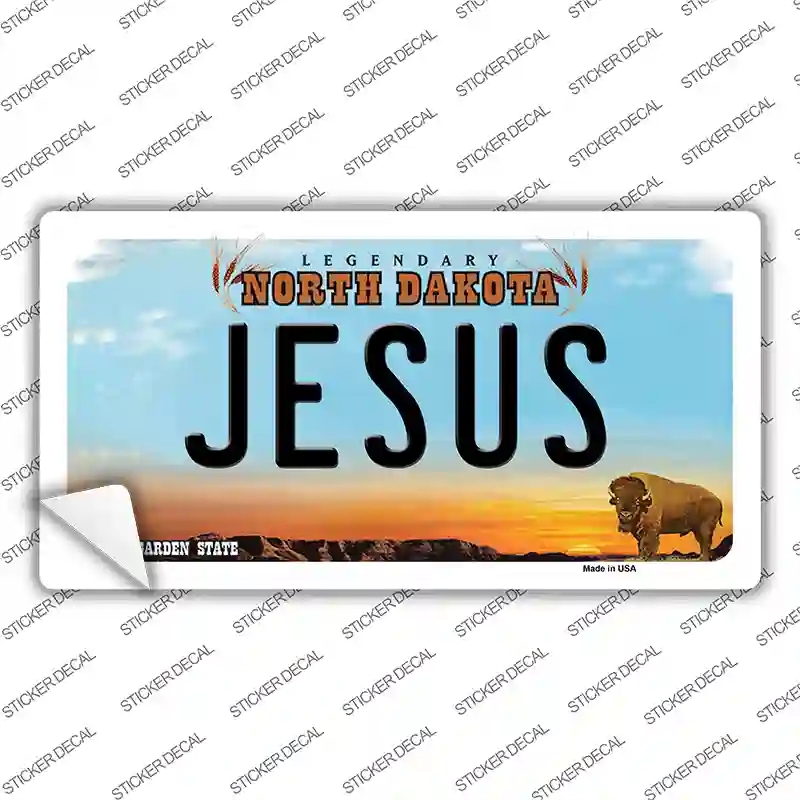 LP-10711s-L Jesus North Dakota Novelty Sticker Decal, Large