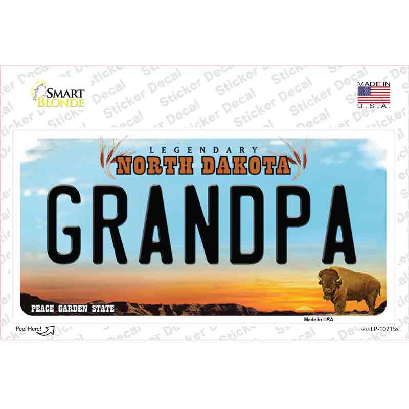 LP-10715s-M Grandpa North Dakota Novelty Sticker Decal, Medium