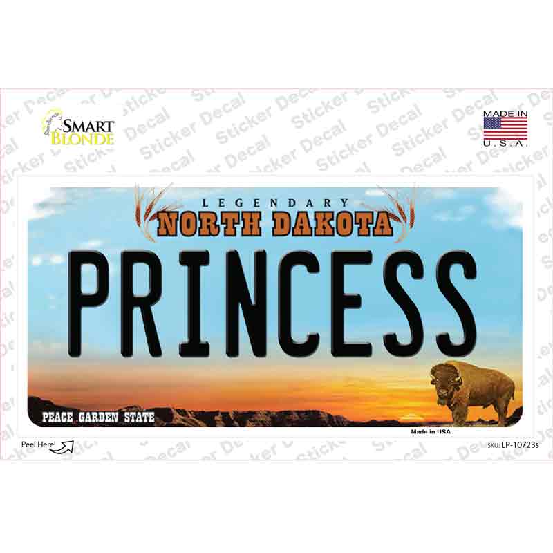 LP-10723s-M Princess North Dakota Novelty Sticker Decal, Medium