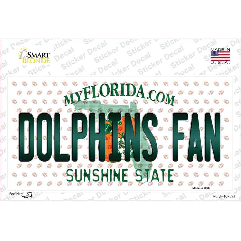 LP-10759s-M Dolphins Fan Florida Novelty Sticker Decal, Medium