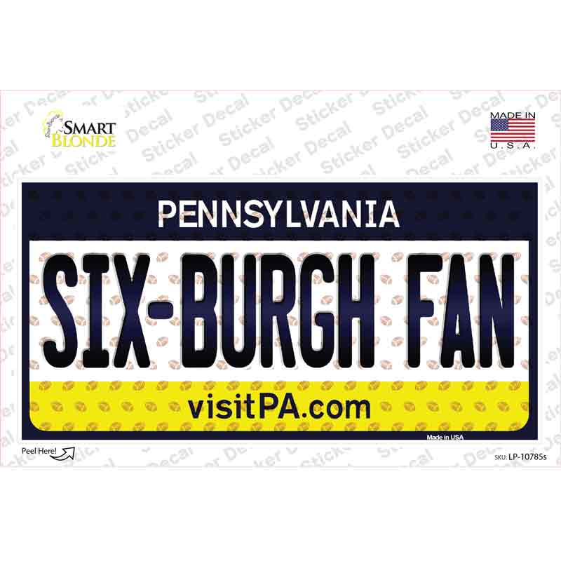LP-10785s-M Six Burgh Fan Pennsylvania Novelty Sticker Decal, Medium