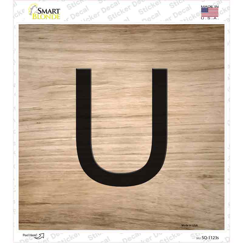 SQ-1123s-M U Letter Tile Novelty Square Sticker Decal, Medium