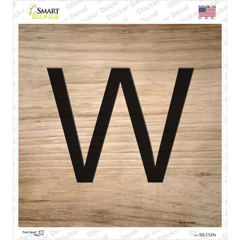SQ-1125s-M W Letter Tile Novelty Square Sticker Decal, Medium