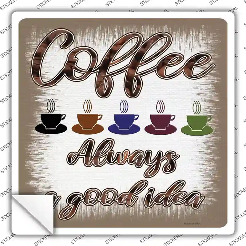 SQ-1167s-S Coffee Good Idea Novelty Square Sticker Decal, Small