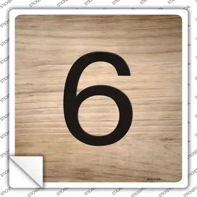 SQ-1307s-S 6 Number Tiles Novelty Square Sticker Decal, Small