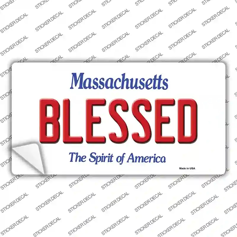 LP-11011s-L Blessed Massachusetts Novelty Sticker Decal, Large