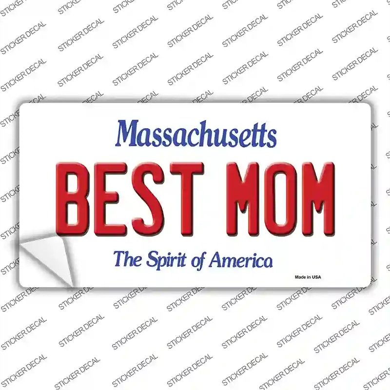 LP-11016s-XL Best Mom Massachusetts Novelty Sticker Decal, Extra Large