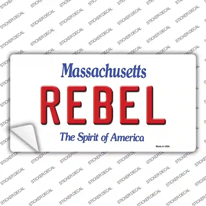 LP-11018s-XL Rebel Massachusetts Novelty Sticker Decal, Extra Large