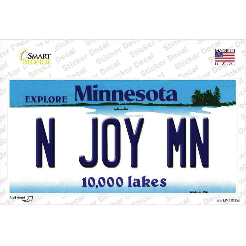 LP-11035s-M N Joy MN Minnesota Novelty Sticker Decal, Medium