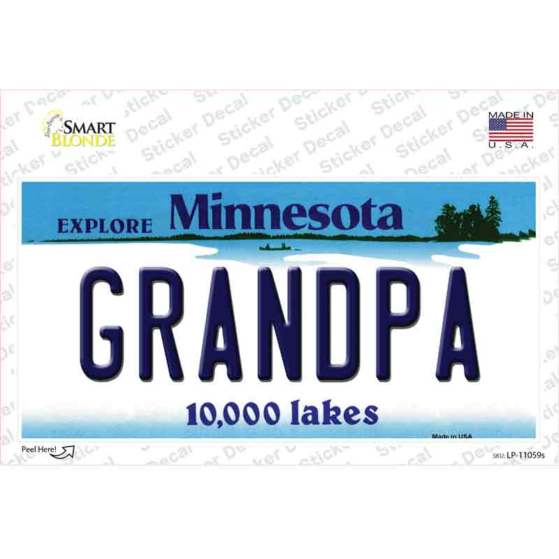 LP-11059s-M Grandpa Minnesota State Novelty Sticker Decal, Medium