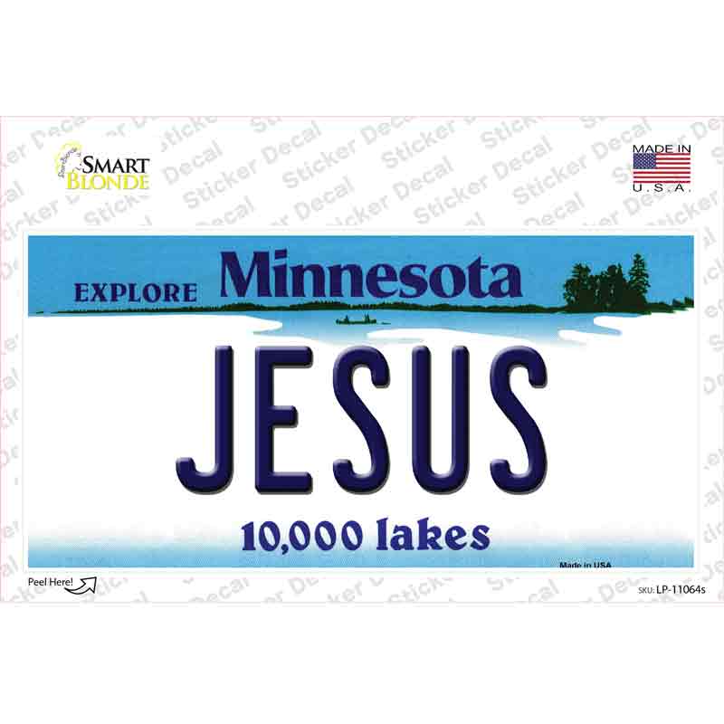 LP-11064s-M Jesus Minnesota State Novelty Sticker Decal, Medium