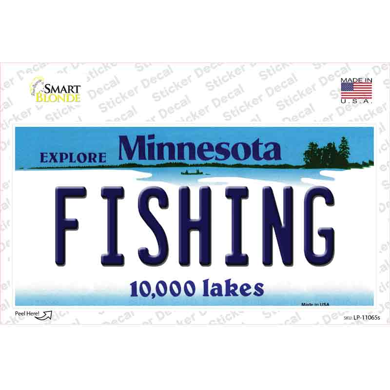LP-11065s-M Fishing Minnesota State Novelty Sticker Decal, Medium