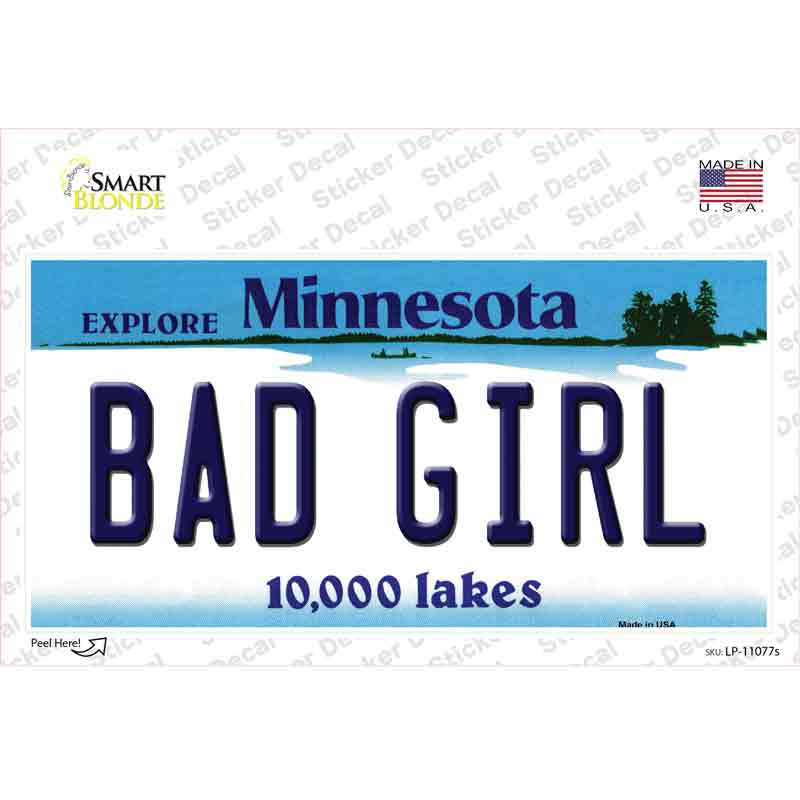 LP-11077s-M Bad Girl Minnesota State Novelty Sticker Decal, Medium