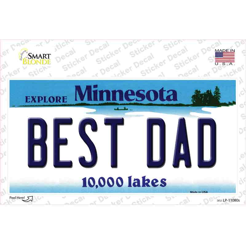 LP-11080s-M Best Dad Minnesota State Novelty Sticker Decal, Medium