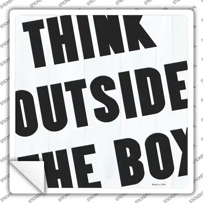 SQ-1394s-S Think Outside the Box Novelty Square Sticker Decal, Small