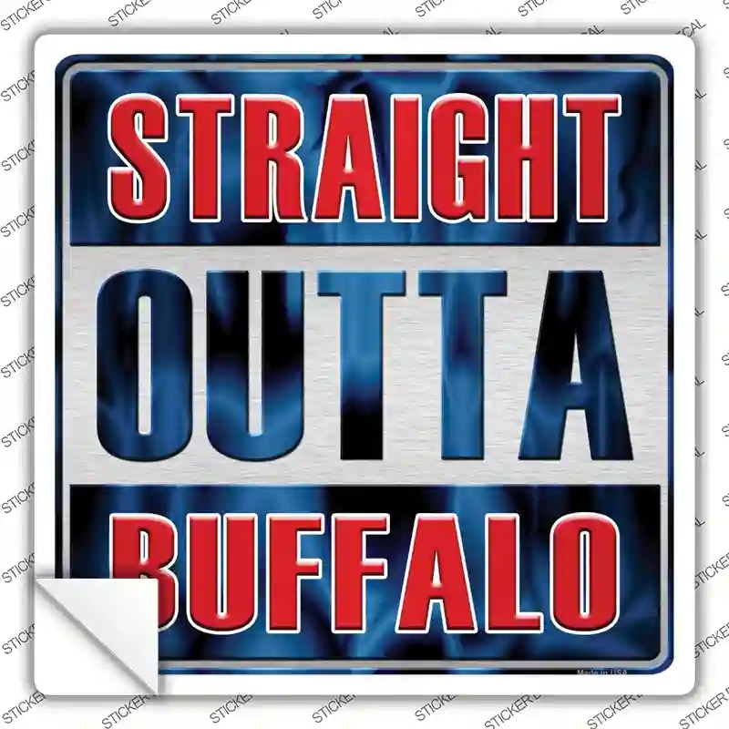 SQ-191s-S Straight Outta Buffalo Novelty Square Sticker Decal, Small