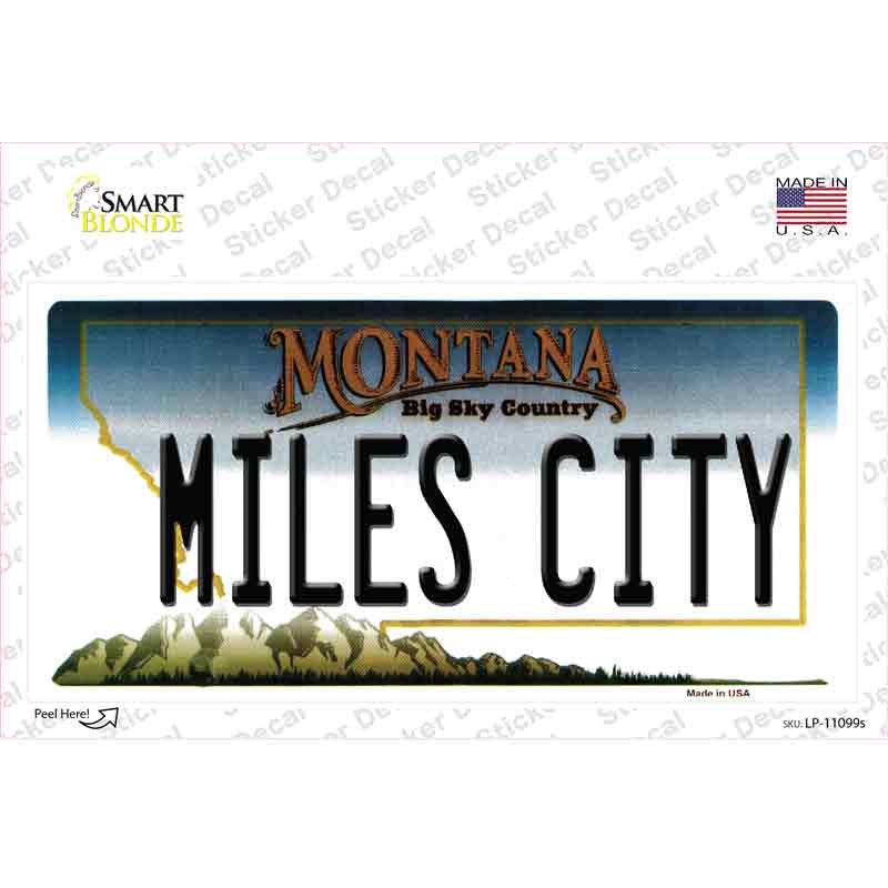 LP-11099s-M Miles City Montana State Novelty Sticker Decal, Medium