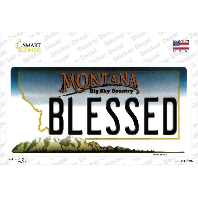 LP-11120s-M Blessed Montana State Novelty Sticker Decal, Medium