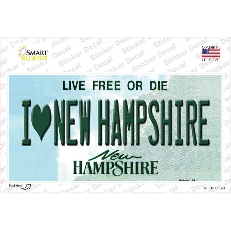 LP-11132s-M I Love   Hampshire State Novelty Sticker Decal, Medium