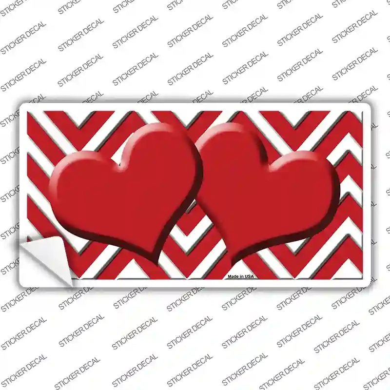 LP-4488s-L Red Chevron Hearts Novelty Sticker Decal, Large